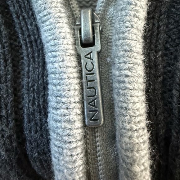 Nautical Toddler 18 Mos Full Zip Cardigan 100% Cotton 12" PTP Gray/Red/White - Picture 4 of 7